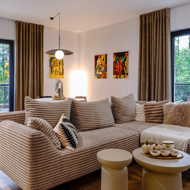 Wykończone wnętrze mieszkania M4 74m2 - część salonowa